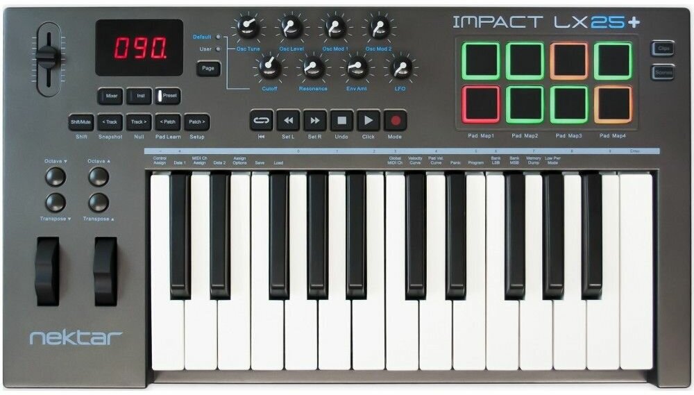 Nektar Impact LX 25+ USB MIDI клавиатура, 25 клавиш, совместимо с Mac/PC/iPad/ПО Bitwig 8-Trac