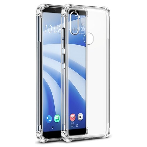 фото Чехол панель накладка mypads для htc u12 life с защитными заглушками с защитой боковых кнопок с усиленными углами силиконовая прозрачная