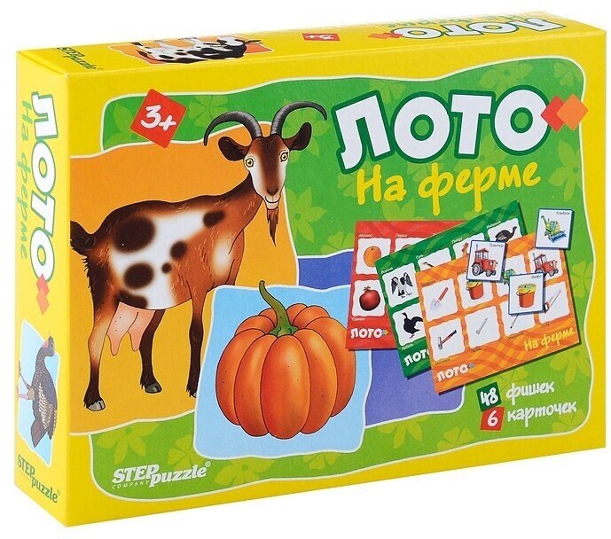 Лото Step Puzzle "На ферме" 48 фишек, 6 карточек (80309)