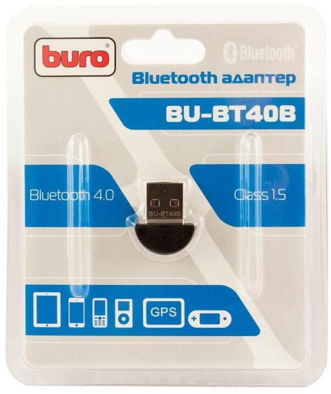 Адаптер USB Buro BU-BT40B Bluetooth 4.0EDR class 1.5 20м черный