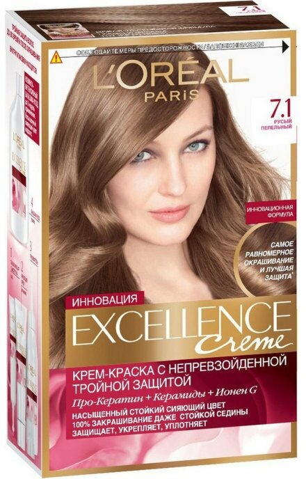 Лореаль Париж / L'Oreal Paris - Крем-краска для волос Excellence Cream 7.1 русый пепельный