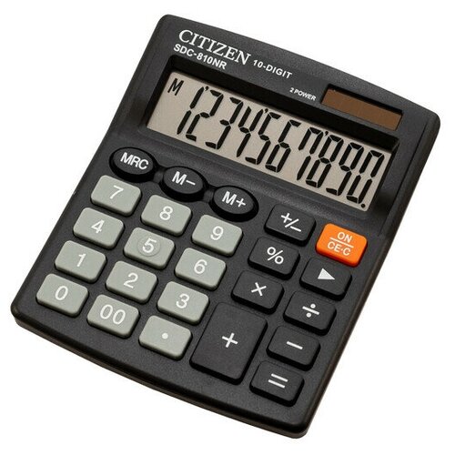 Калькулятор CITIZEN настольный SDC810NRGNE, 10 разр., двойное питание, 127*105*21мм, бирюзовый