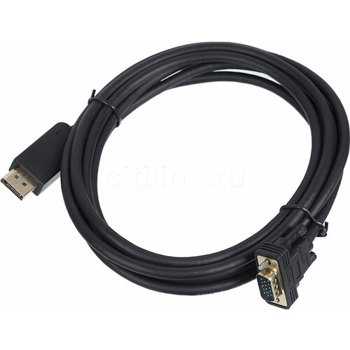 Кабель 1.1v, DisplayPort (m) - VGA (m), GOLD , 3м, черный