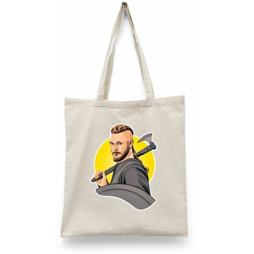 фото Сумка-шоппер унисекс каждому своё "викинги/vikings/сериал" черная