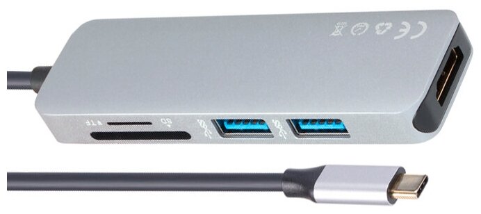 USB-концентратор VCOM CU430M, разъемов: 3, серый