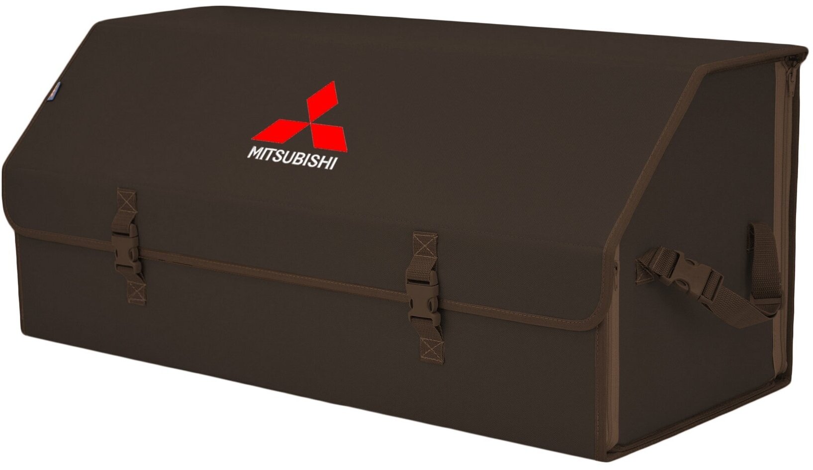 Органайзер-саквояж в багажник "Союз" (размер XXL). Цвет: коричневый с вышивкой Mitsubishi (Митсубиши).