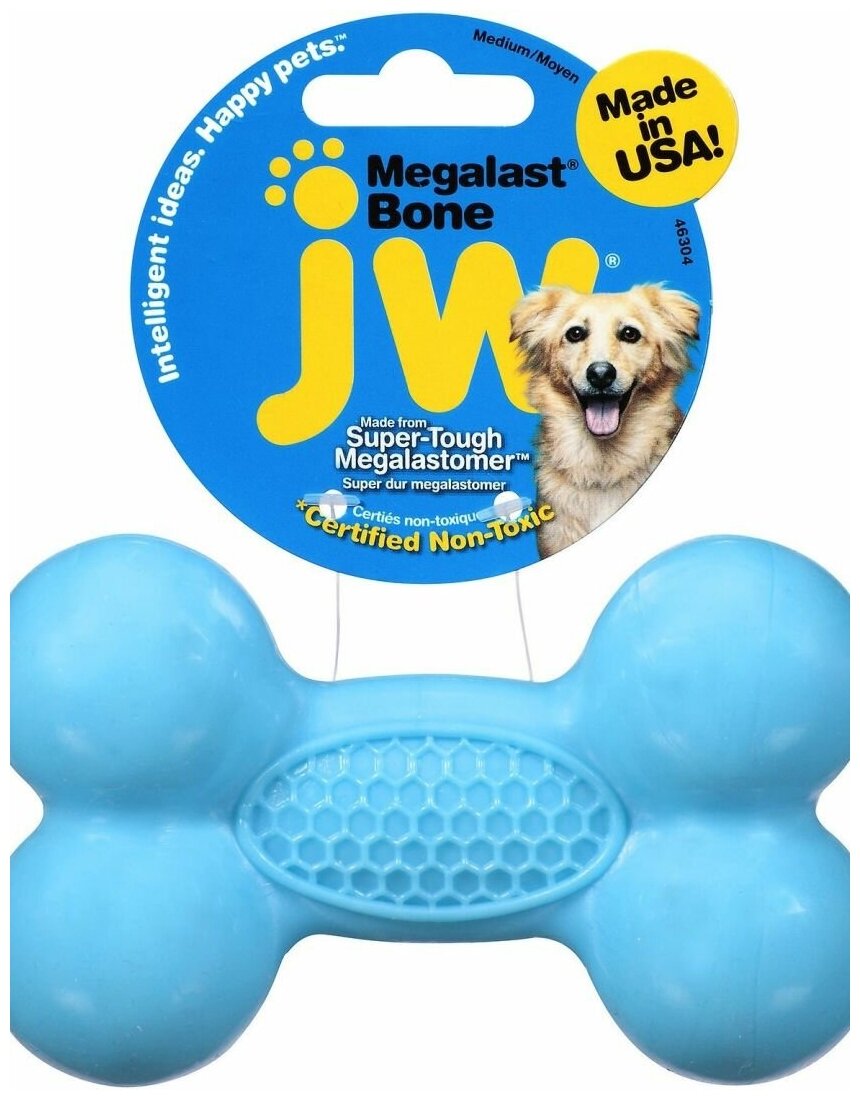 J.W Megalast Bone Dog Игрушка для собак Косточка суперупругая M 12 см - фотография № 6