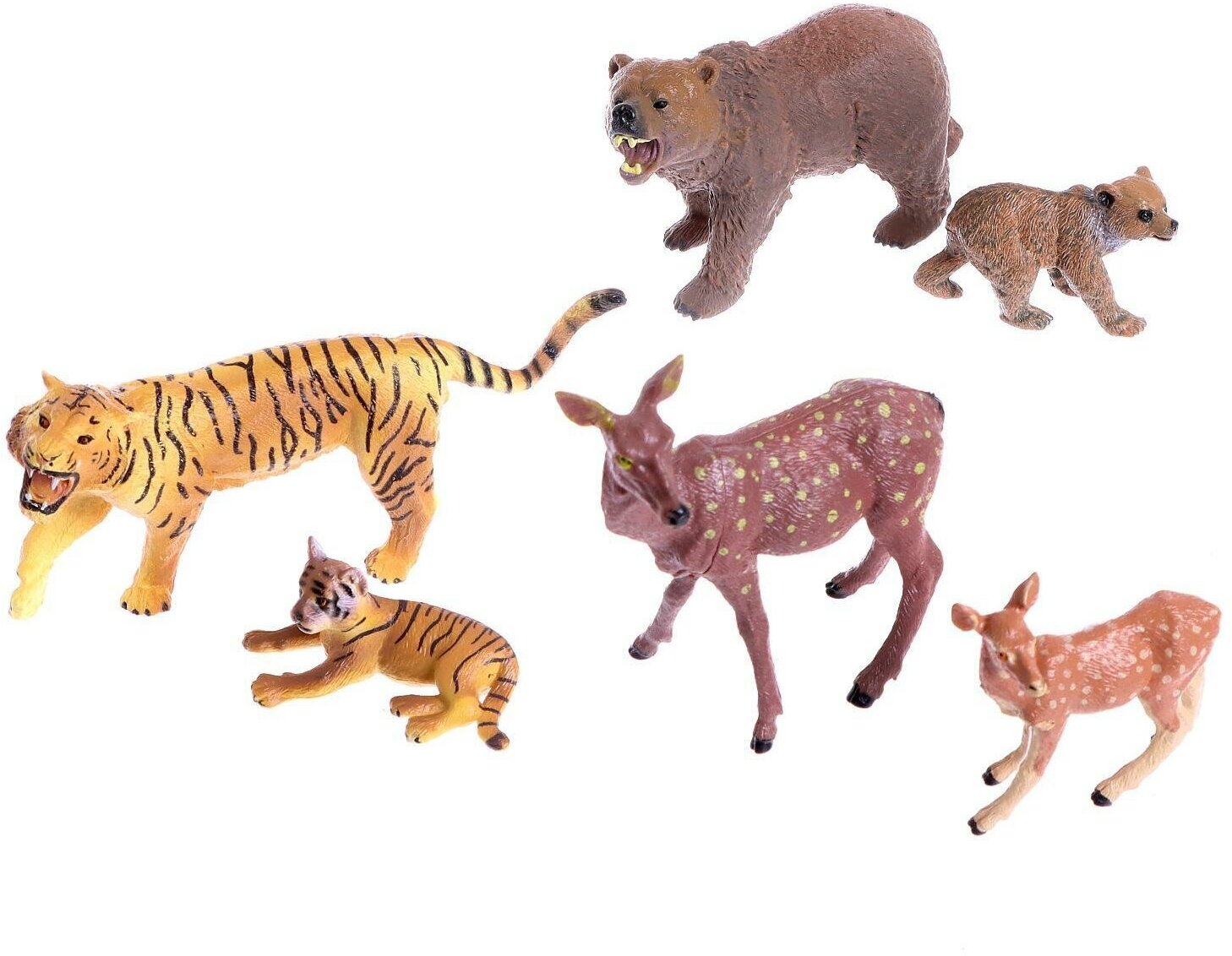 Набор диких животных «Дети и родители», 6 фигурок