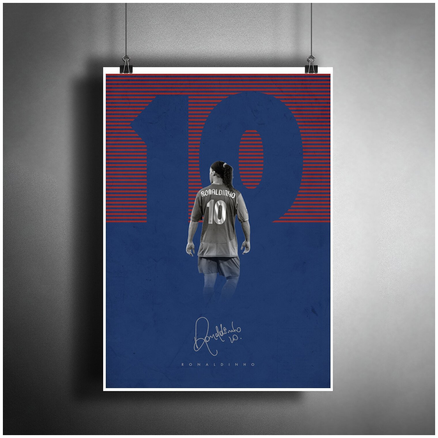 Постер плакат для интерьера "Футболист Роналдиньо. Барселона"/ Декор дома, офиса. A3 (297 x 420 мм)