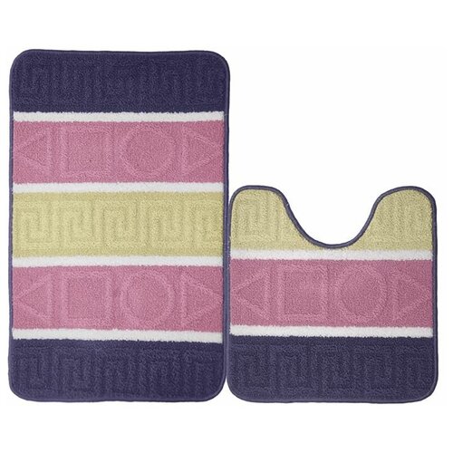 фото Набор ковриков "kamalak tekstil" для ванной, 50х50 см и 50x80 см (розовый/синий)