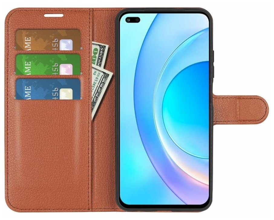 Brodef Wallet Чехол книжка кошелек для Honor 50 Lite коричневый