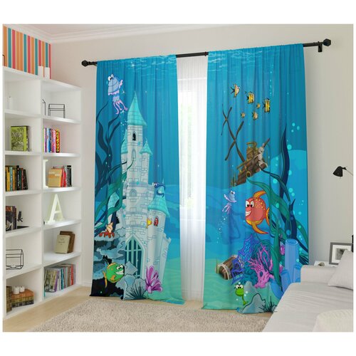 фото Шторы для детской "морские сокровища", 145*260 2шт сирень