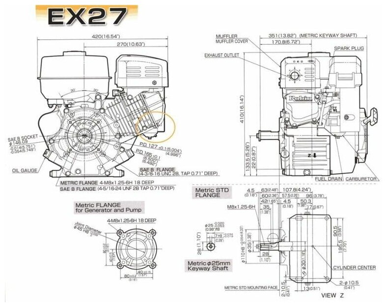 Двигатель бензиновый Robin Subaru EX 27D (9 л.с., вал 25 мм) - фотография № 5