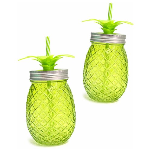 фото Набор стаканов с крышкой и трубочкой balvi tropico 500 мл 2 шт. 26860