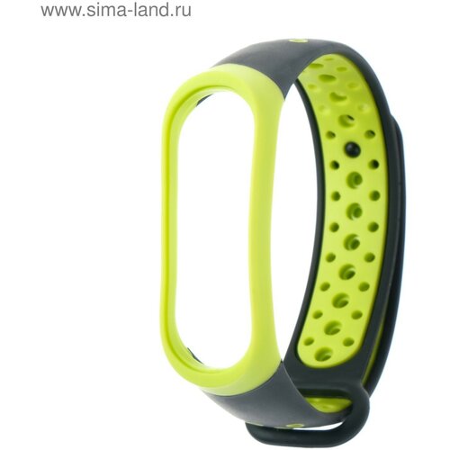 Ремешок для фитнес-браслета Mi Band 34 LuazON с перфорацией черно-зеленый 567₽