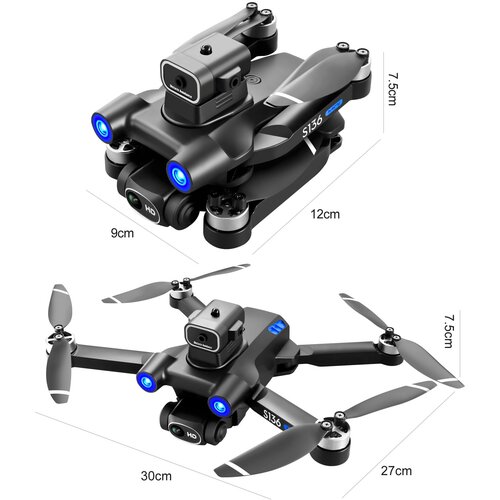 Квадрокоптер S136 Pro Plus Mini, GPS, с датчиком препятствия, 3км, 2-камеры 4К/HD, 2 аккумулятораа