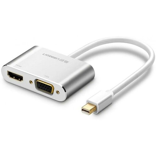 Переходник Ugreen MD115 Mini DisplayPort - HDMI to VGA Converter (4K) серебристый переходник ugreen mm102 16 см hdmi to vga converter with audio чёрный 40233