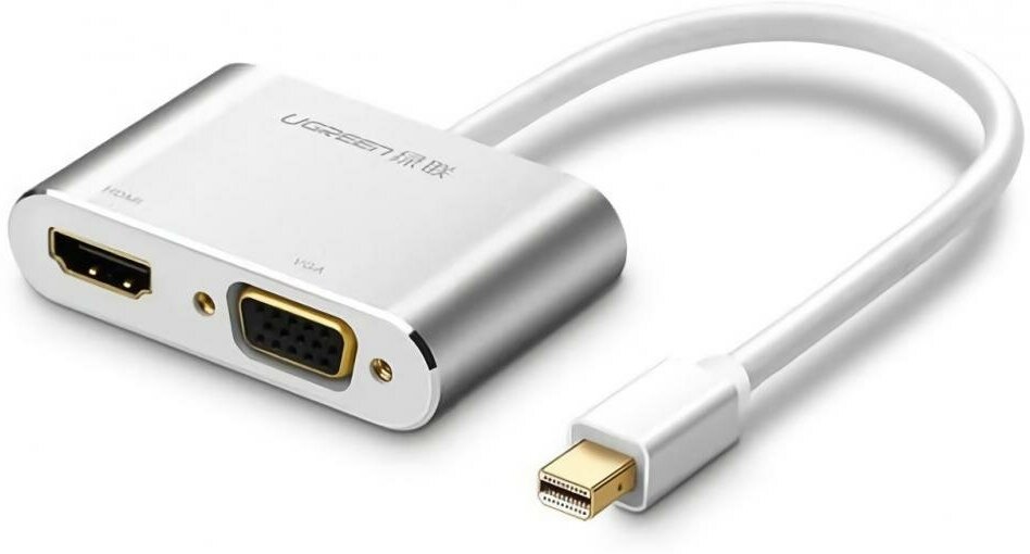 Переходник Ugreen MD115 Mini DisplayPort - HDMI to VGA Converter (4K) серебристый