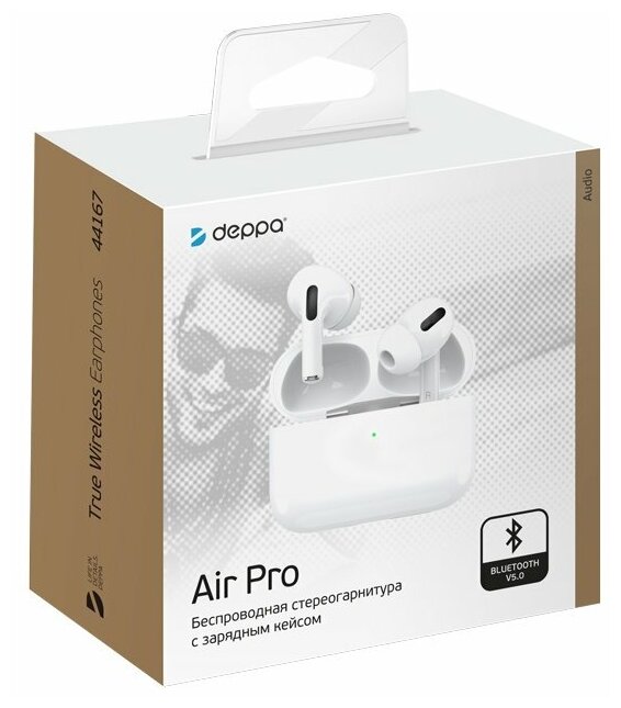 Наушники с микрофоном DEPPA Air Pro, Bluetooth, вкладыши, белый [44167] - фото №13