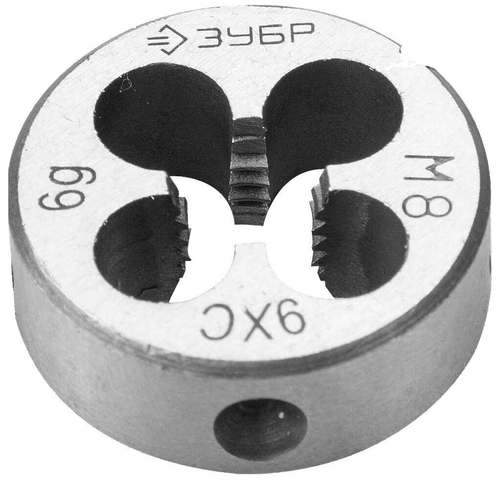 ЗУБР М8 x 1.25 мм, сталь 9ХС, плашка круглая ручная (4-28022-08-1.25)