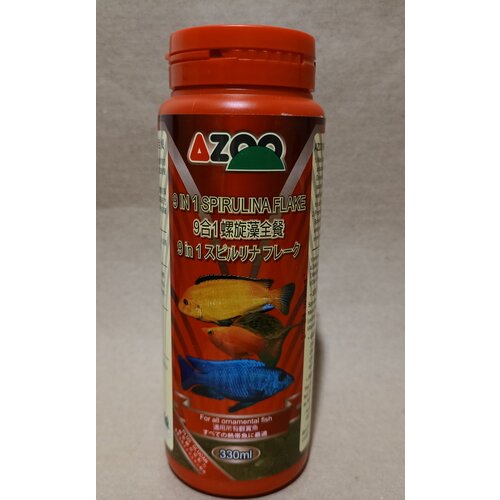 Корм для растительноядных рыб Azoo 9 in 1 Spirulina Flake, 330 мл/45 г