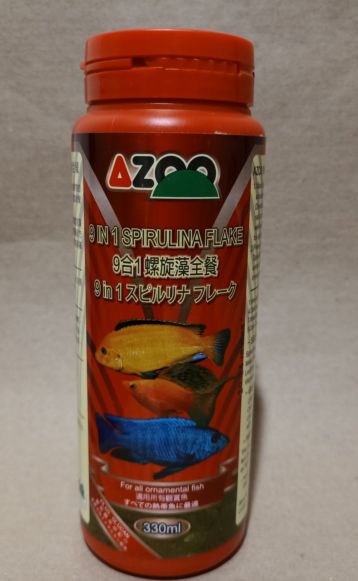 Корм для растительноядных рыб Azoo 9 in 1 Spirulina Flake, 330 мл/45 г - фотография № 1