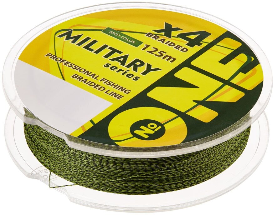 Плетеный шнур для рыбалки №ONE Military 4X 125м темно-зеленый 014мм