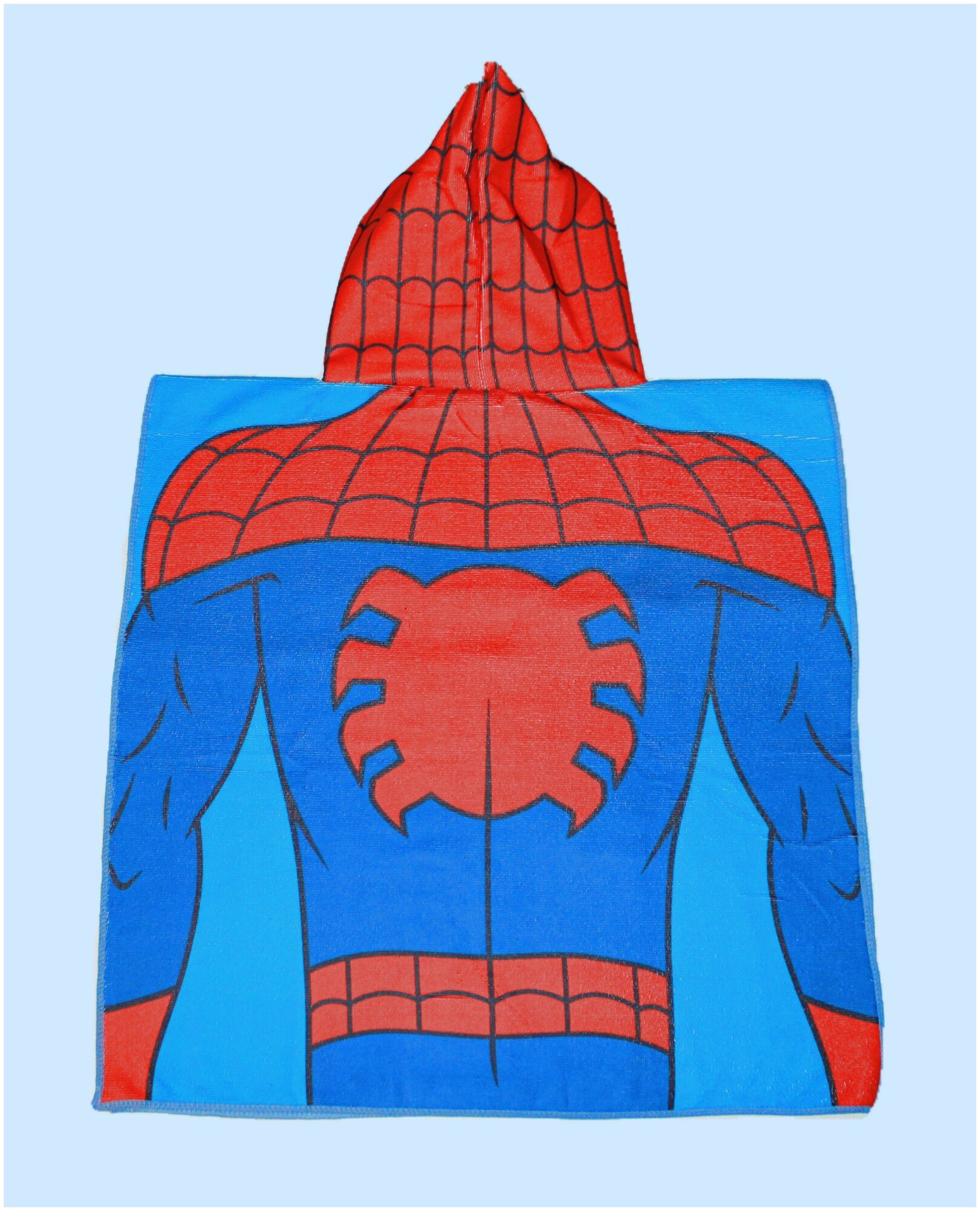 Полотенце пончо детское с капюшоном, Микрофибра, Человек паук - фотография № 2