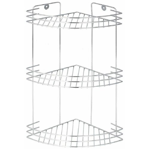 Полка настенная для ванной угловая металл хром 3 яруса W2672C Аквалиния