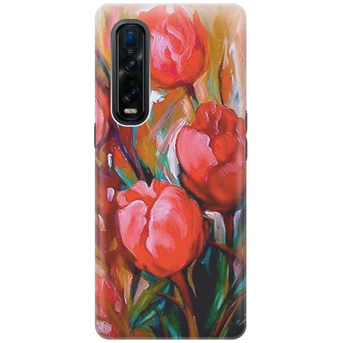 фото Cиликоновый чехол на oppo find x2 pro / оппо файнд х2 про с принтом "тюльпаны" gosso