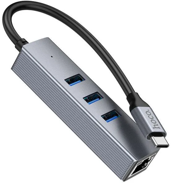 Хаб Гигабитный HOCO HB34 Type-C to USB 30 - 3  + RJ45