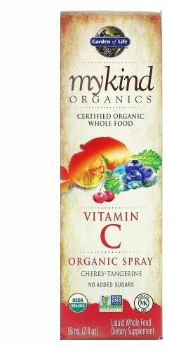 Garden of Life, Mykind, Витамин C, органический спрей, вкус вишня-мандарин, 58 мл