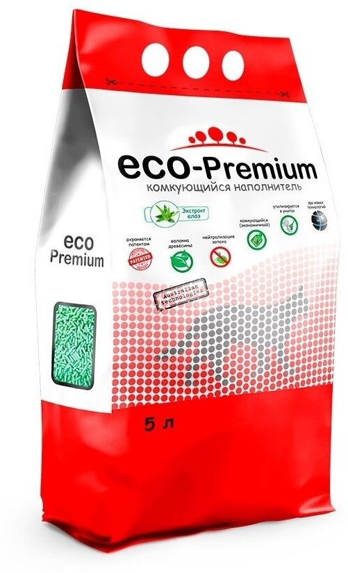 Наполнитель ECO Premium Алоэ комкующийся древесный 7.6кг/20л