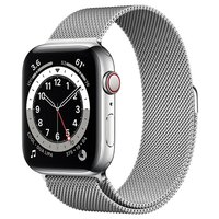 Умные часы Apple Watch Series 6 44 мм Steel Case GPS + Cellular, серебристый/серебристый Milanese Loop