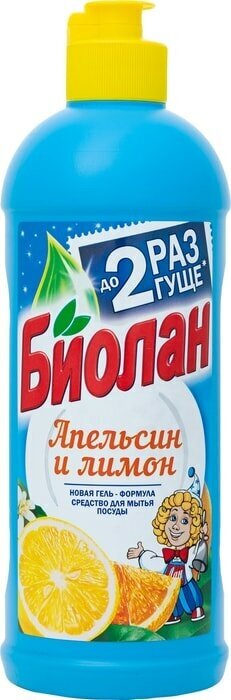 Средство для мытья посуды Биолан Апельсин и Лимон 450г