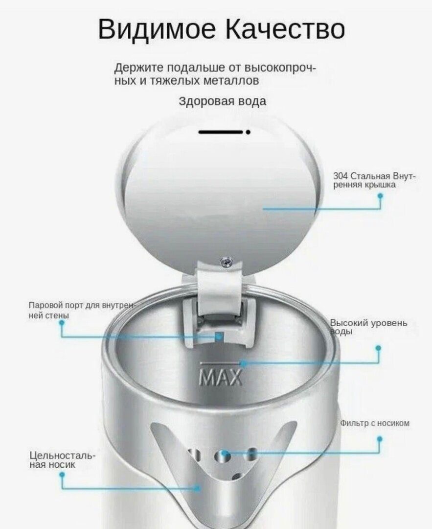 Электрический чайник Sokany SK-SH-1077/FUNCTIONAL/с поддержанием тепла/корпус жаропрочный/Черный - фотография № 3