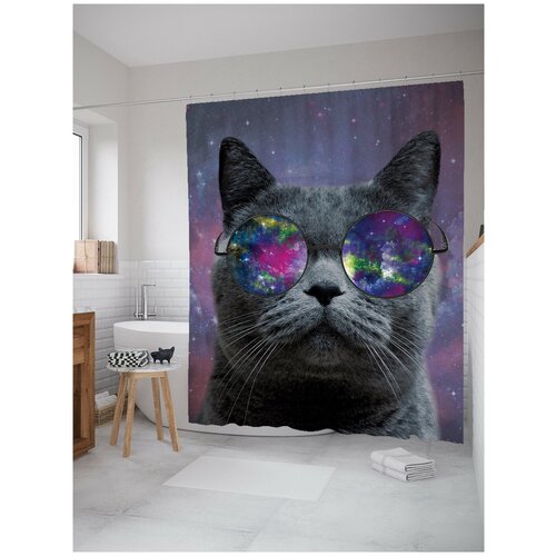 фото Штора для ванной joyarty кот из космоса 180х200 (sc-7234)
