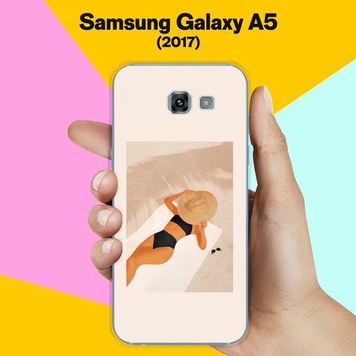 жидкий чехол с блестками pop стикеры на samsung galaxy a5 2017 самсунг галакси а5 2017 Силиконовый чехол на Samsung Galaxy A5 (2017) Девушка на пляже / для Самсунг Галакси А5 2017