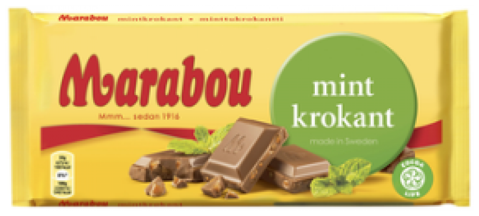 Marabou/Шоколад молочный Марабу мята 200г