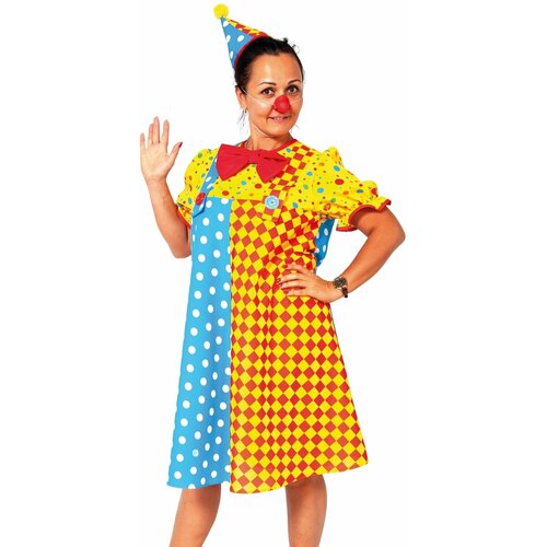 Карнавальный костюм Клоунесса Чика, взрослый, размер М (46-48; рост 165 см.) костюм клоунесса в парике взрослый 52