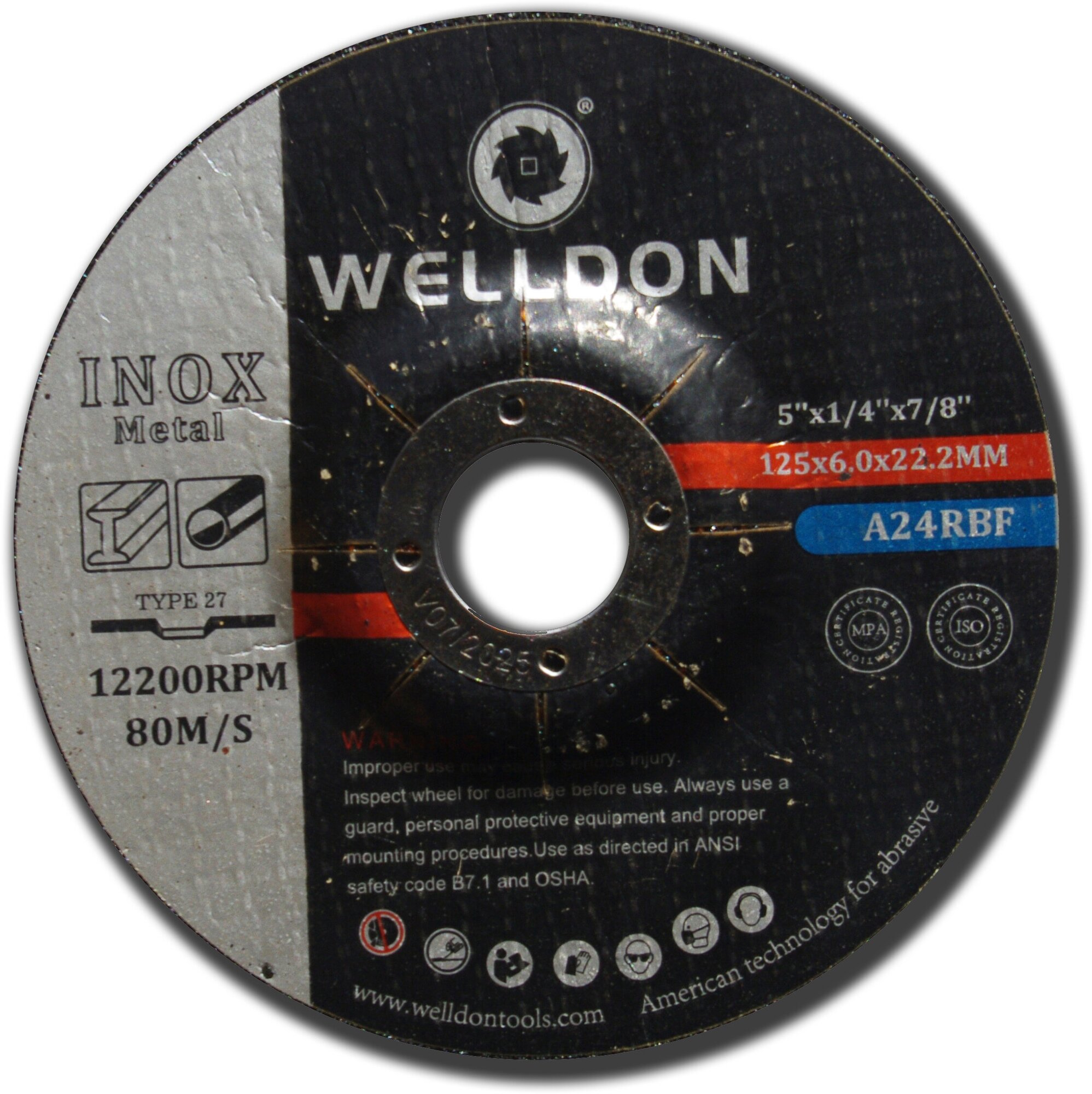 Круг зачистной по металлу 125х6.0х22.2 мм WELLDON КимрПечь
