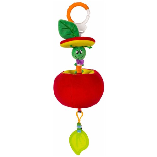 Прорезыватель-погремушка Happy Snail Кто в яблоке живёт (17HS02PA), красный прорезыватель погремушка happy snail хруми оранжевый зеленый