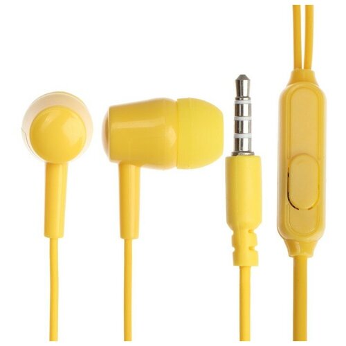 Наушники Exployd EX-HP-1371, вакуумные, микрофон, 102 дБ, 32 Ом, 3.5 мм, 1.2 м, желтые наушники oxion simple epo102 вакуумные 102 дб 32 ом 3 5 мм 1 2 м синие