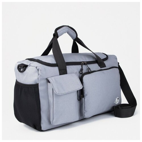 фото Сумка дорожная на молнии, отдел для обуви, 3 наружных кармана, длинный ремень, держатель для чемодана, цвет серый dreammart