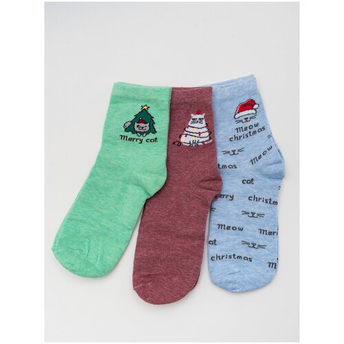 фото Женские носки berchelli средние, на новый год, подарочная упаковка, размер 35-38, зеленый, голубой