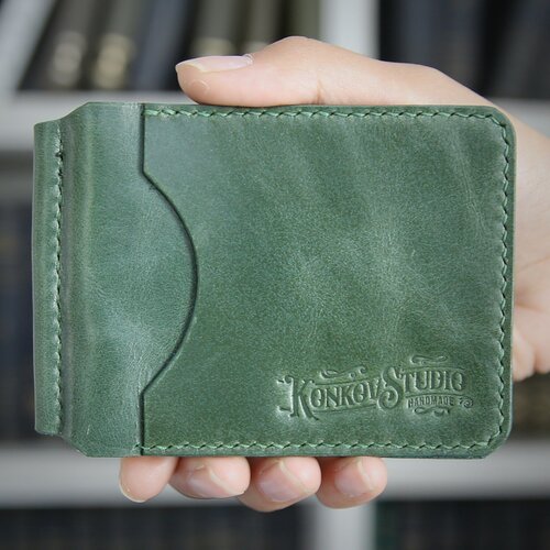 фото Зажим для купюр konkovstudio, фактура гладкая, зеленый