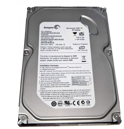 Жесткий диск Seagate 9CY01A 40Gb 7200 IDE 3.5" HDD
