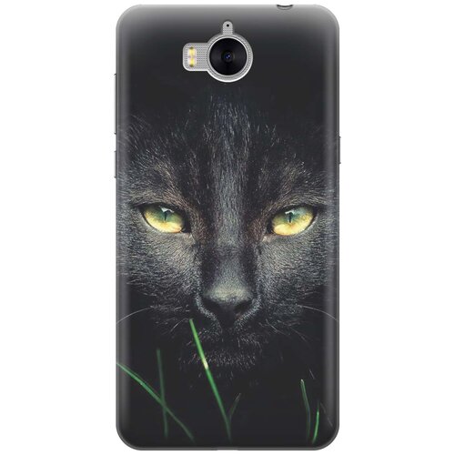 фото Cиликоновый чехол на huawei y5 2017 / хуавей у5 2017 с принтом "кошка в темноте" gosso