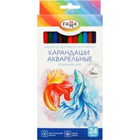 Карандаши акварельные Гамма "Классические", 24цв, шестигранные, заточен, с кистью, картон. упак, европодвес, 1 шт. в упаковке