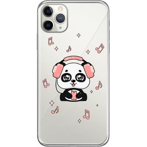 Силиконовый чехол Mcover для Apple iPhone 11 Pro Max с рисунком Музыкальная панда силиконовый чехол mcover для apple iphone 11 с рисунком панда с яблоком